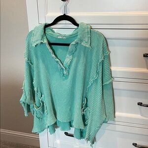 Easel Teal Knit Sweater